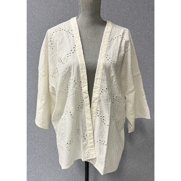 J.Jill Breezy Eyelet Seashell Jacket OS (Tagged S–L) NWT Coastal Boho Cream - Picture 7 of 9